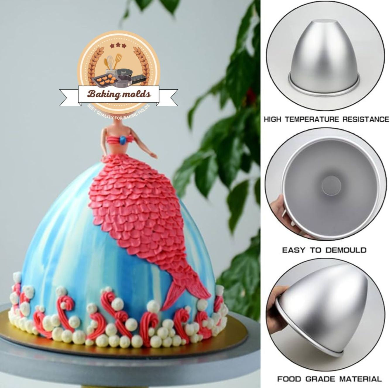 Doll mould 4 inch cake pan best quality Doll Cake Mold Large size 4 inches silver