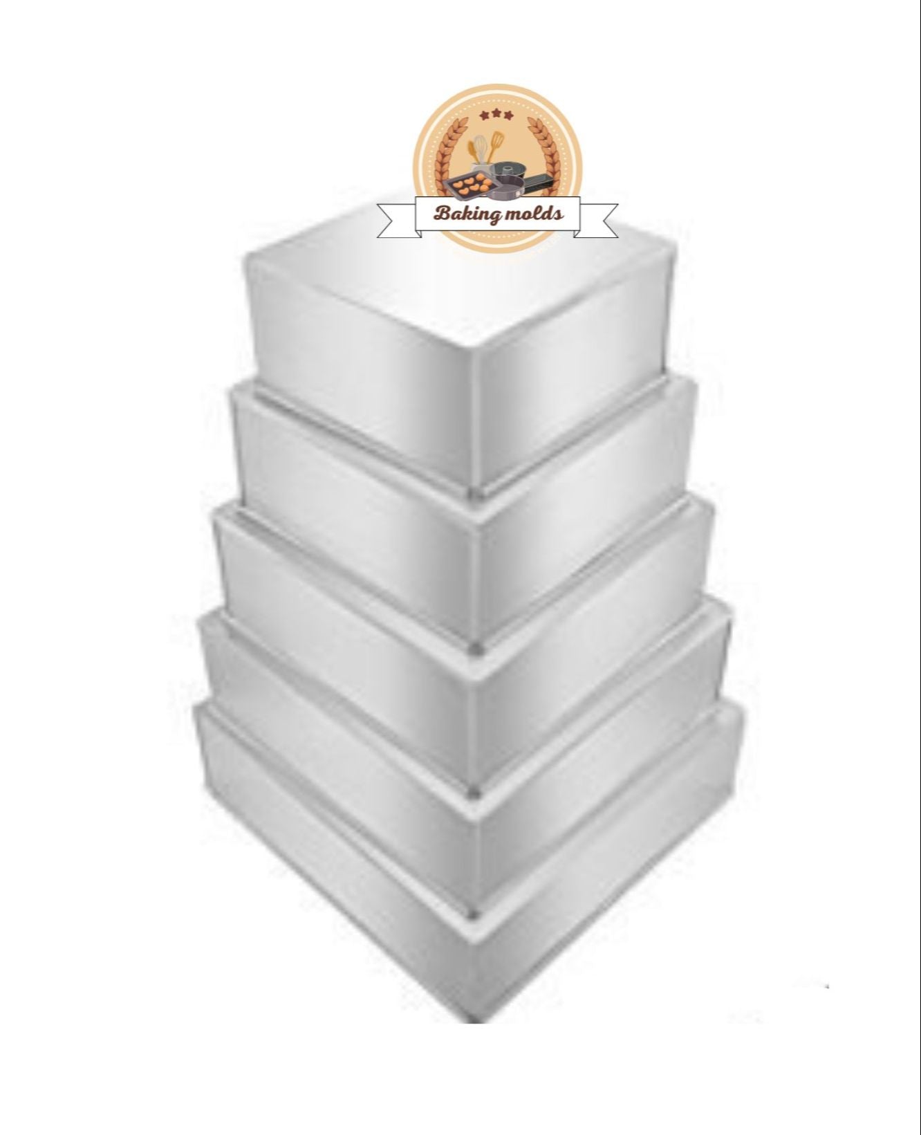 Square baking cake pan - 5 pcs cake pan 8,7,6,5,4, inches