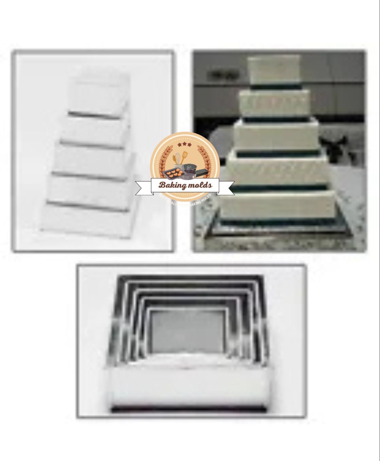 Square baking cake pan - 5 pcs cake pan 8,7,6,5,4, inches