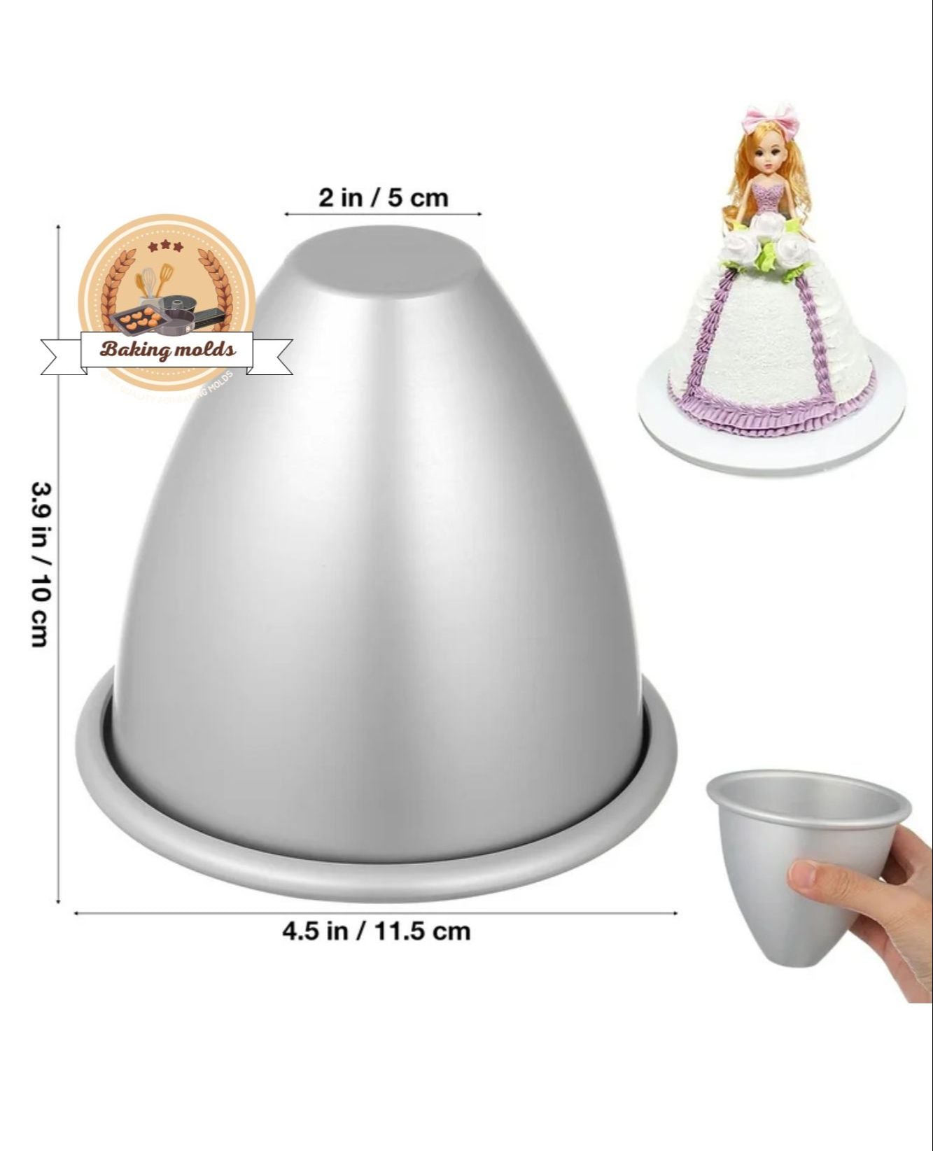 Doll mould 4 inch cake pan best quality Doll Cake Mold Large size 4 inches silver