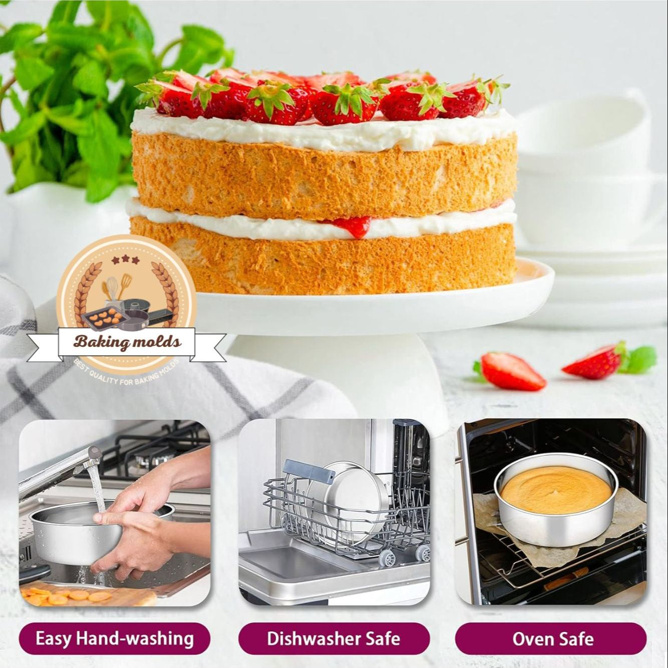 cake pan - 5 pcs cake pan jass cake pan 8,7,6,5,4, inches Baking Mold Galvanized Steel all size