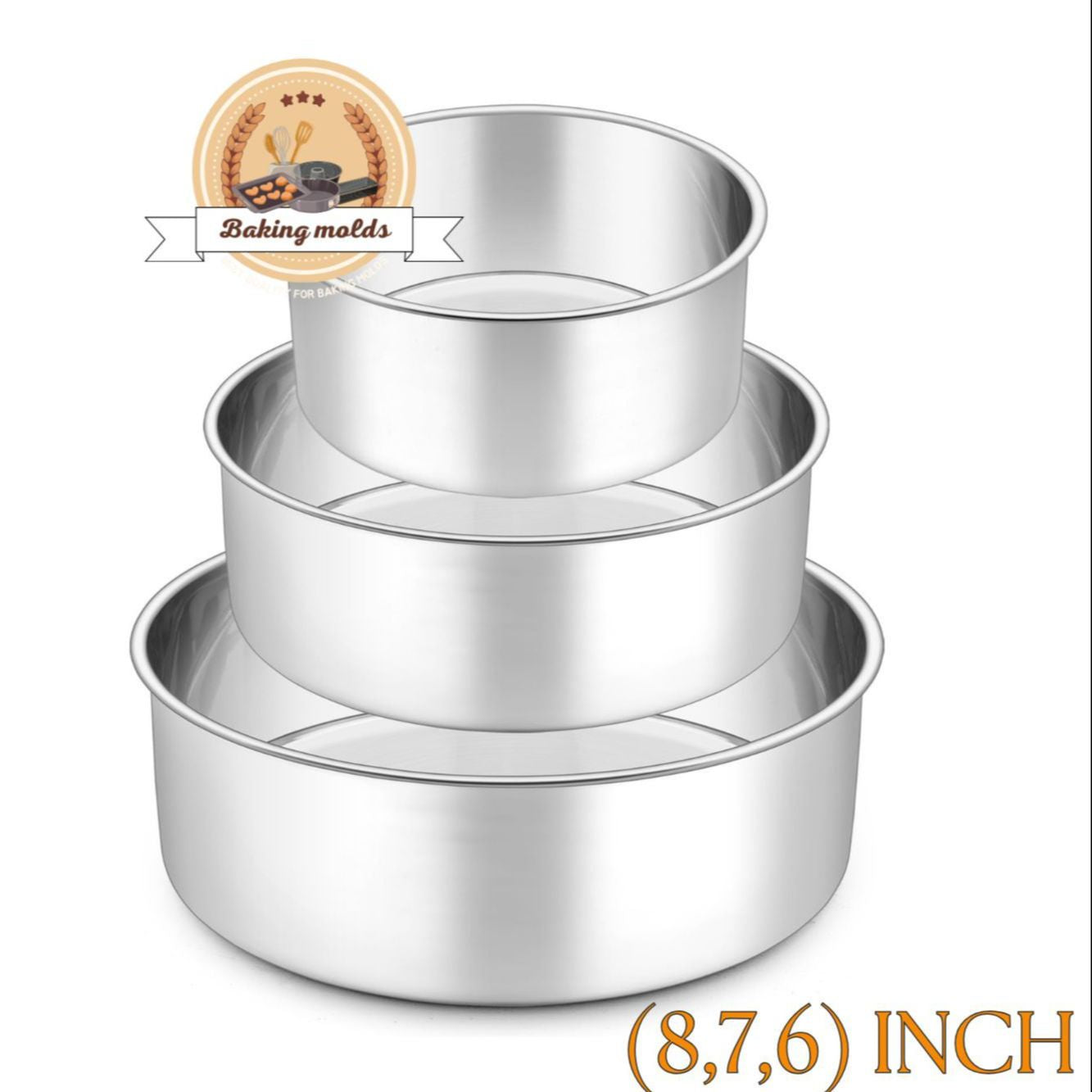 cake pan - 3 pcs cake pan jass cake pan 6,7 and 8 inches Round Cake Steel Baking Mold Set Of 3